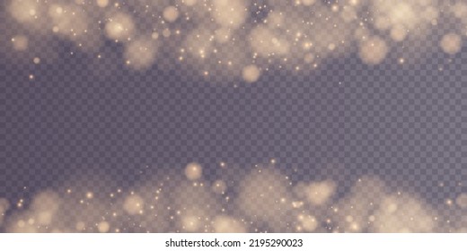 Shining bokeh isolated on transparent background. Light isolated lights. Transparent blurry shapes. Abstract light effect. Vector illustration.