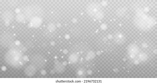 Shining bokeh isolated on transparent background. Light isolated lights. Transparent blurry shapes. Abstract light effect. Vector illustration.