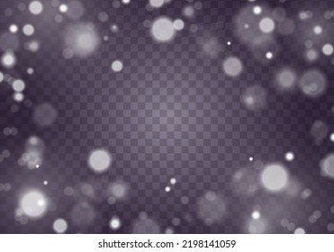 Shining bokeh isolated on transparent background. Glow light effect. The dust sparks and stars shine with special light. Christmas flash. Sparkling blur magical white dust particles. Vector. 
