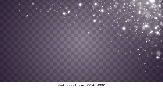 Shining bokeh isolated on transparent background. Glow light effect. The dust sparks and stars shine with special light. Christmas flash. Sparkling blur magical white dust particles. Vector.