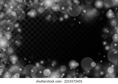 Shining bokeh isolated on transparent background. Christmas concept