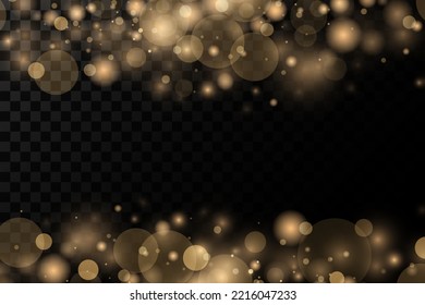 Shining bokeh isolated on transparent background. Christmas concept