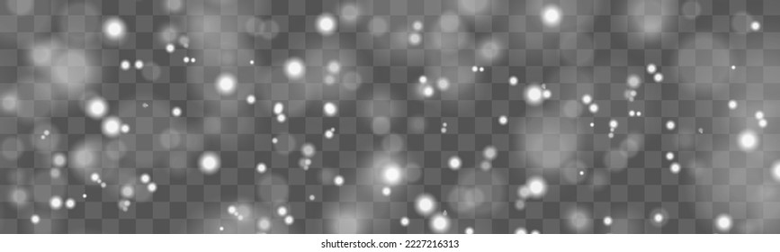 Shining bokeh isolated on transparent background. Sparkling blur magical white dust particles. Glow light effect. The dust sparks and stars shine with special light. Christmas flash. Vector. 