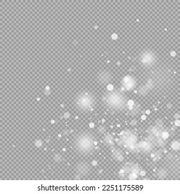 Shining bokeh isolated on transparent background. Sparkling blur magic white dust particles. Glowing light effect. Luminous dust sparks and stars shine with special light. Christmas flash. Vector.