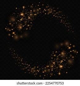 Shining bokeh isolated on transparent background. Christmas concept	
Gold sparks and golden stars glitter special light effect.	