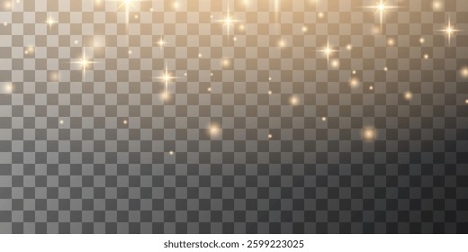 Shining bokeh isolated on transparent background. Glow light effect. The dust sparks and stars shine with special light.