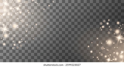 Shining bokeh isolated on transparent background. Glow light effect. The dust sparks and stars shine with special light.