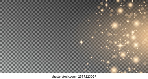 Shining bokeh isolated on transparent background. Glow light effect. The dust sparks and stars shine with special light.