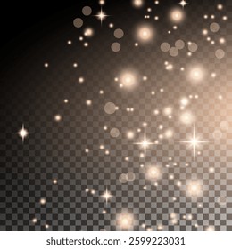 Shining bokeh isolated on transparent background. Glow light effect. The dust sparks and stars shine with special light.