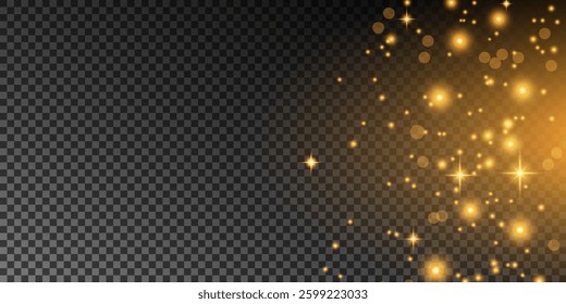 Shining bokeh isolated on transparent background. Glow light effect. The dust sparks and stars shine with special light.