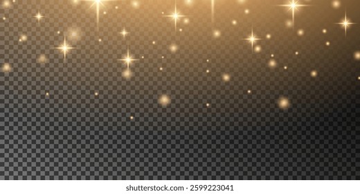 Shining bokeh isolated on transparent background. Glow light effect. The dust sparks and stars shine with special light.