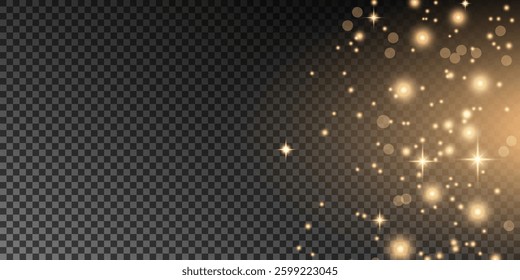 Shining bokeh isolated on transparent background. Glow light effect. The dust sparks and stars shine with special light.