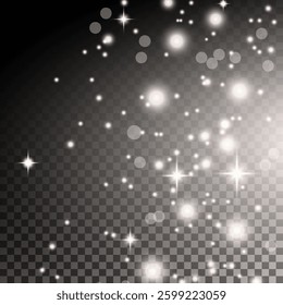 Shining bokeh isolated on transparent background. Glow light effect. The dust sparks and stars shine with special light.