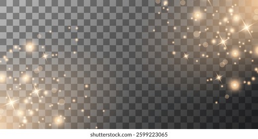 Shining bokeh isolated on transparent background. Glow light effect. The dust sparks and stars shine with special light.