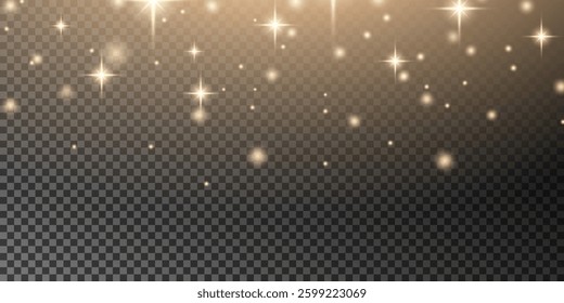 Shining bokeh isolated on transparent background. Glow light effect. The dust sparks and stars shine with special light.