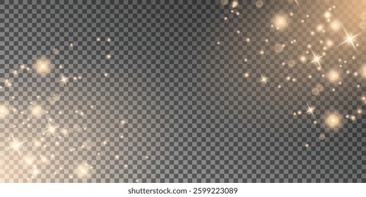 Shining bokeh isolated on transparent background. Glow light effect. The dust sparks and stars shine with special light.