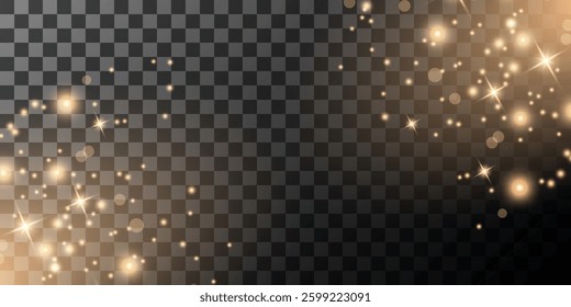 Shining bokeh isolated on transparent background. Glow light effect. The dust sparks and stars shine with special light.