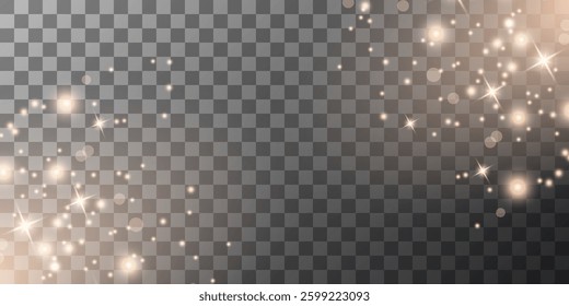 Shining bokeh isolated on transparent background. Glow light effect. The dust sparks and stars shine with special light.
