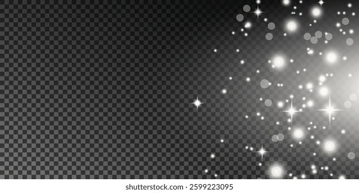 Shining bokeh isolated on transparent background. Glow light effect. The dust sparks and stars shine with special light.