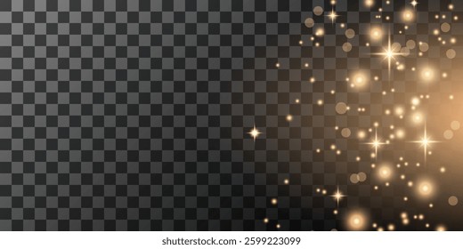 Shining bokeh isolated on transparent background. Glow light effect. The dust sparks and stars shine with special light.