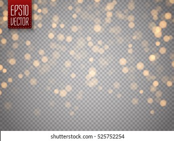 Shining Bokeh Isolated On Transparent Background. Christmas Concept