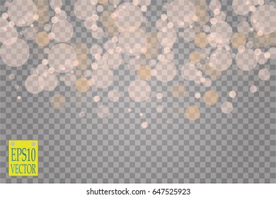 Shining bokeh isolated on transparent background. Christmas concept