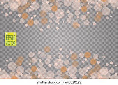 Shining bokeh isolated on transparent background. Christmas concept