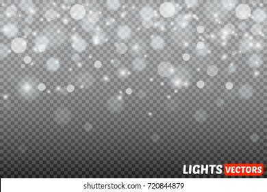 Shining Bokeh Isolated On Transparent Background. Christmas Concept