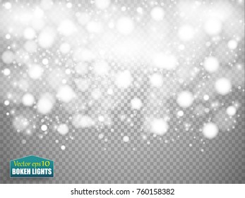 Shining bokeh isolated on transparent background. Christmas concept
