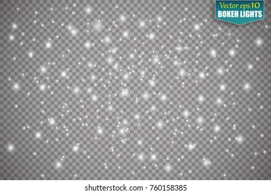 Shining bokeh isolated on transparent background. Christmas concept