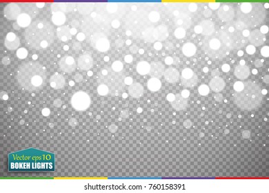 Shining bokeh isolated on transparent background. Christmas concept