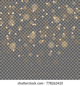 Shining bokeh isolated on transparent background. Christmas concept