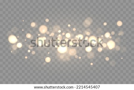 Shining bokeh isolated on transparent background. Golden bokeh lights with glowing particles isolated.	