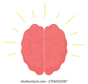 Shining brain icon. Smart mind color symbol