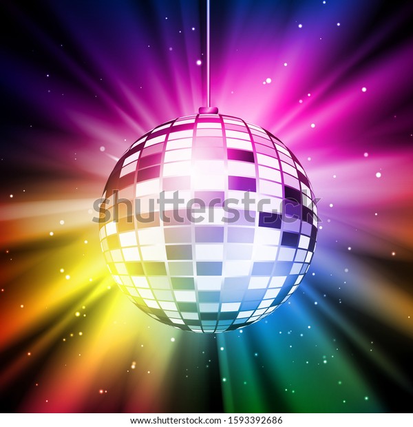 Shining Bright Colorful Disco Ball Retro Stock Vector (Royalty Free ...