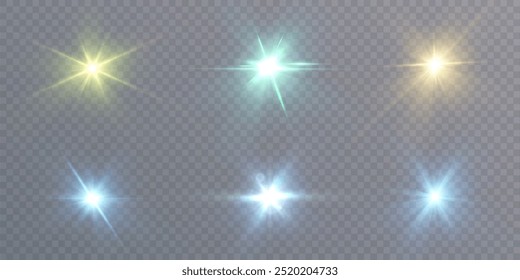 Shining bright green light effects isolated on a dark background, glare, lines, bright light particles. Adobe Illustrator Artwork	
