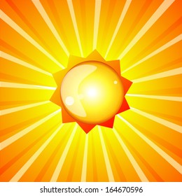 shining a bright shiny stylized sun. Vector