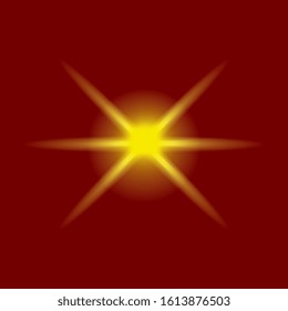 Shining bright six-pointed star. Design element for greeting cards. For the design of banners, sites, for frames. Vector.