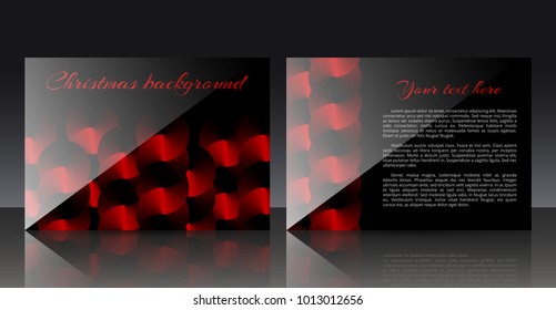 Shining brochure template with round metal red plates on the black backdrop