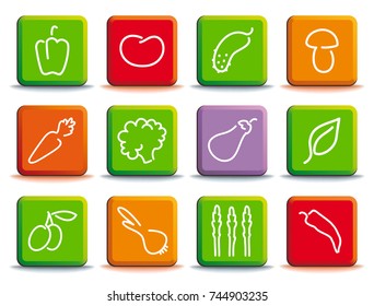 Shining buttons with the image of vegetables