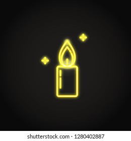 Shining candle neon icon in line style
