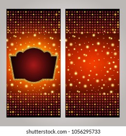 Shining Cards Template with retro banner. Business greeting offer card, VIP, Sale