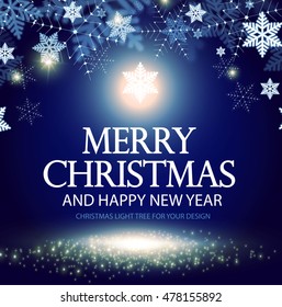 Shining Christmas Background. Christmas Lights. Happy New Year Banner. Elegant Snow Template. Vector illustration