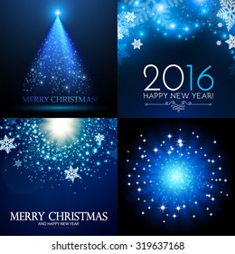 Shining Christmas background set. Vector illustration