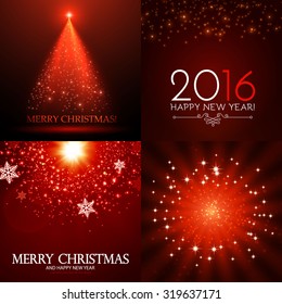 Shining Christmas background set. Vector illustration