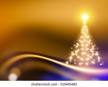 Shining Christmas background with Christmas tree, vector illustration.