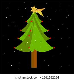 shining Christmas tree for card 