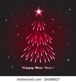 Shining christmas tree. Celebration Card, Poster Holidays Background. Vector Illustration