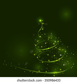 Shining christmas tree, the magic christmas tree, shinny christmas tree.Happy new year and merry christmas abstract background.Vector illustration