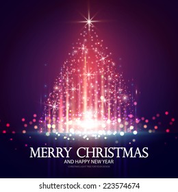 Shining Christmas Tree. Vector Illustration